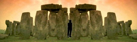 man standing stones