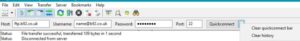 The login panel of the FileZilla program